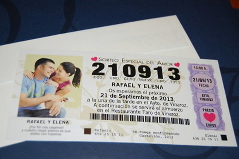 décimo lotería Ref.50001 IMPRESION GRATIS - Invitaciones de boda Invitaciones boda exclusivas, Ofertas