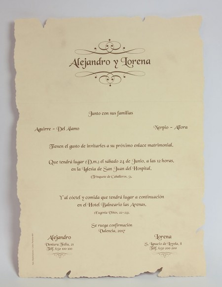 Invitación de boda Ref.100049 - Impresión GRATIS 