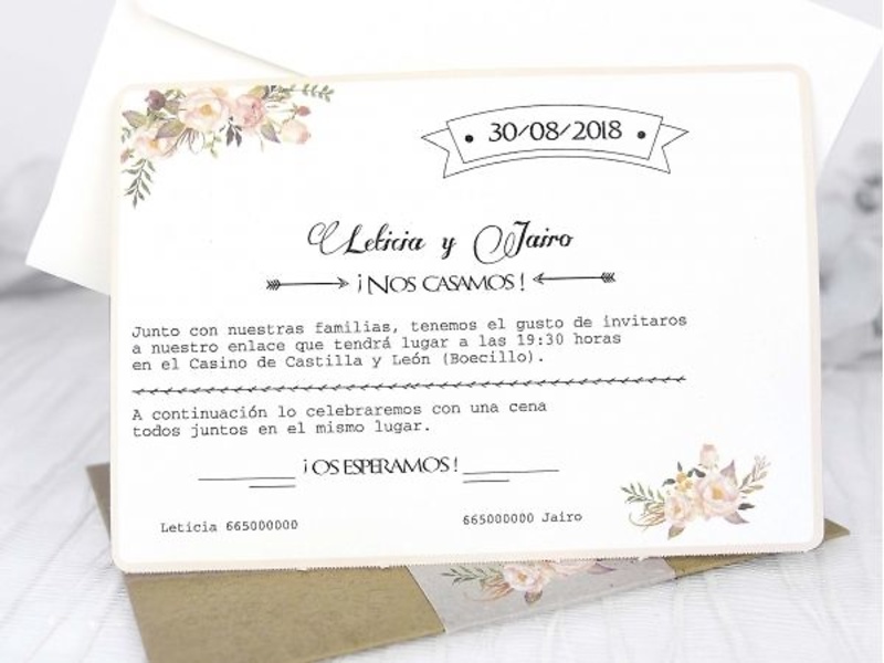 Invitación de boda vintage lazo 39224 