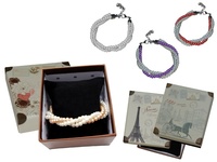 Detalle de boda pulsera perlas triple caja Ref.901 Etiquetas GRATIS.