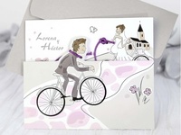 Invitaciones de boda novios en bicicleta